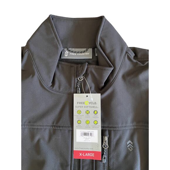 Free Country Men's Softshell Jacket XL Jet Black Full Zip Journeyman Flex Super - Picture 5 of 8